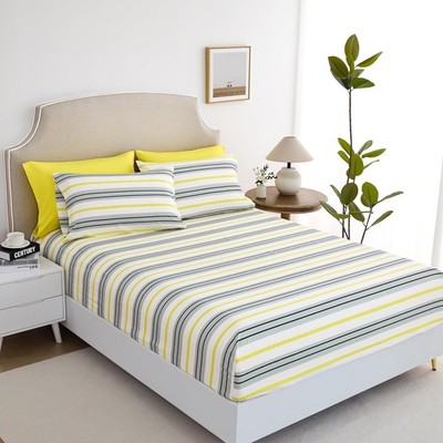 6-Piece Full Size Bed Sheet Set - Deep Pocket, Striped Pattern, Soft and