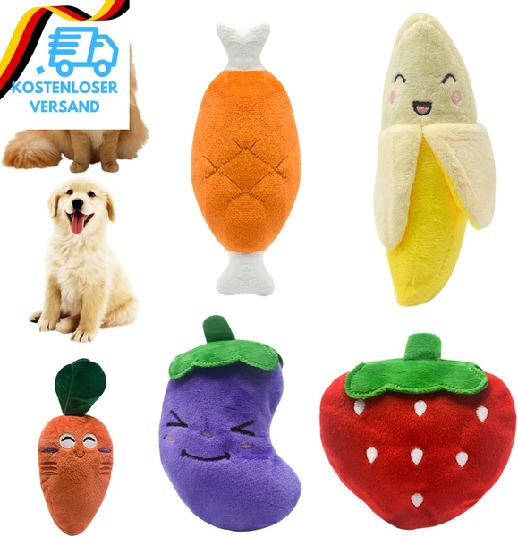 5 StüCk PlüSch-Welpenspielzeug, Weicher Stoff FüR Hunde, Quietschendes Spielzeug-image