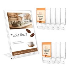 10 Pack Inch Small Sign Holder Vertical, Double-Sided Usage with 4x6 Clear 10P