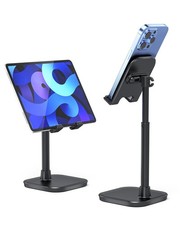 Cell Phone Stand, Adjustable Height Stand for Desk, Eye Level Black