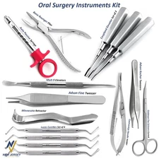 15Pcs Dental Oral Surgery Extraction Pack Kit Tooth Luxation Periosteal Curettes