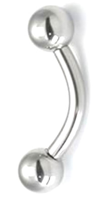 Ear  RPA Curved Bent Barbell Internally Threaded Surgical Steel Polished 10g-00g