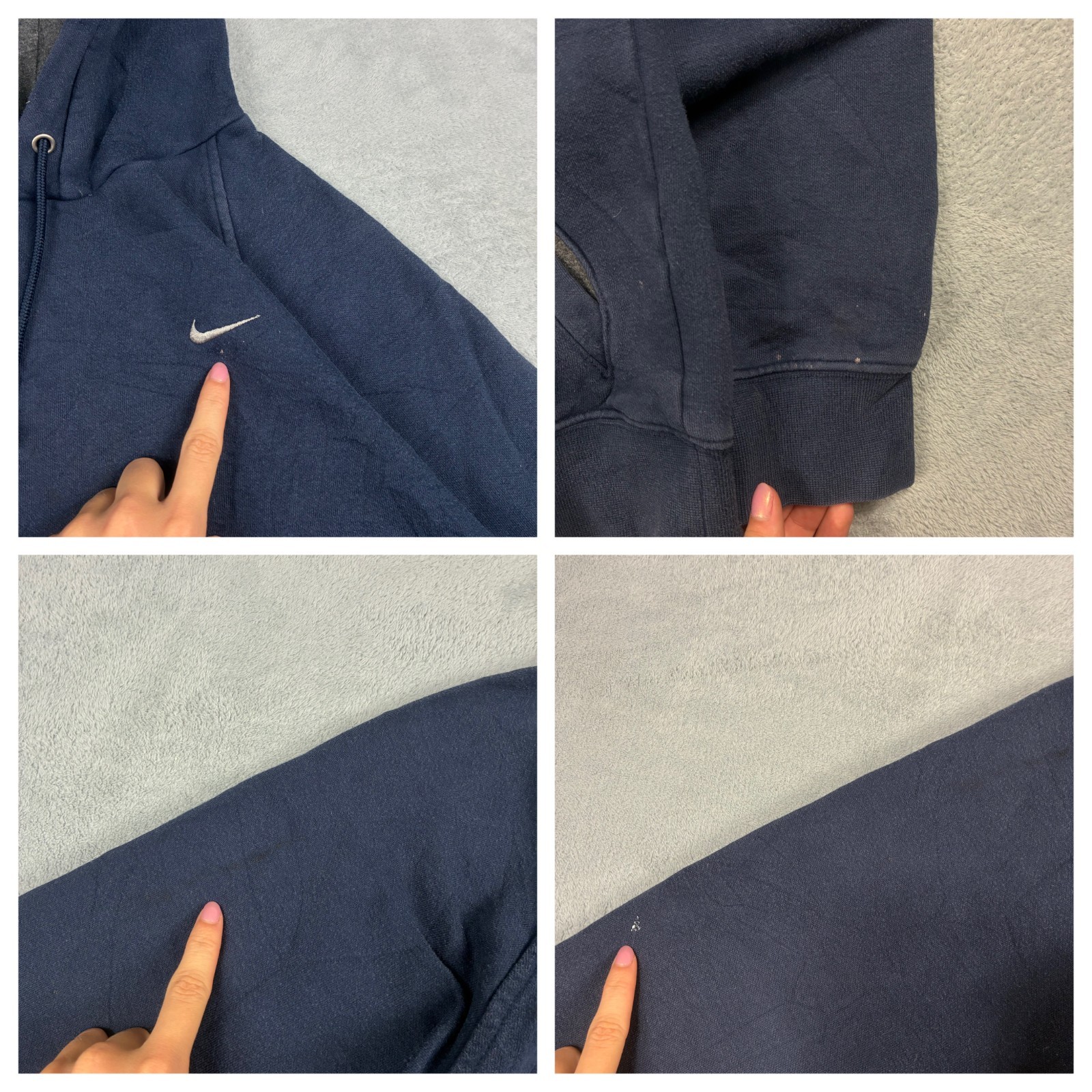 Vintage Nike 2000's Y2K Navy Blue Mini Swoosh Oversized Small Pullover Hoodie image 6