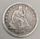 1856 Seated Liberty Silver Quarter 25c - Philadelphia Mint