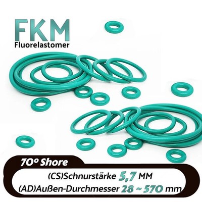 O-Ringe Dichtringe Dichtungsringe Ø 28 ~ 570 mm / Schnurstärke 5,7 mm / FKM 70