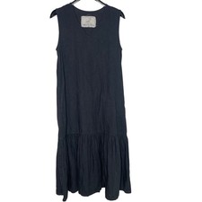 Not Perfect Linen Tiered Midi Maxi Dress Sz MED Minimalist Lagenlook Coastal