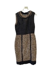 Y# Dolce & Gabbana Tweed Sleeveless Dress Black Brown Wool Blend Size 46 US 6–8