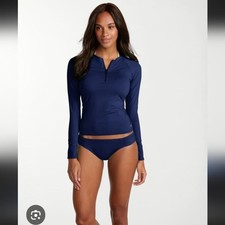 TOMMY BAHAMA Long-Sleeve Half-Zip Navy Blue Rash Guard  SZ L