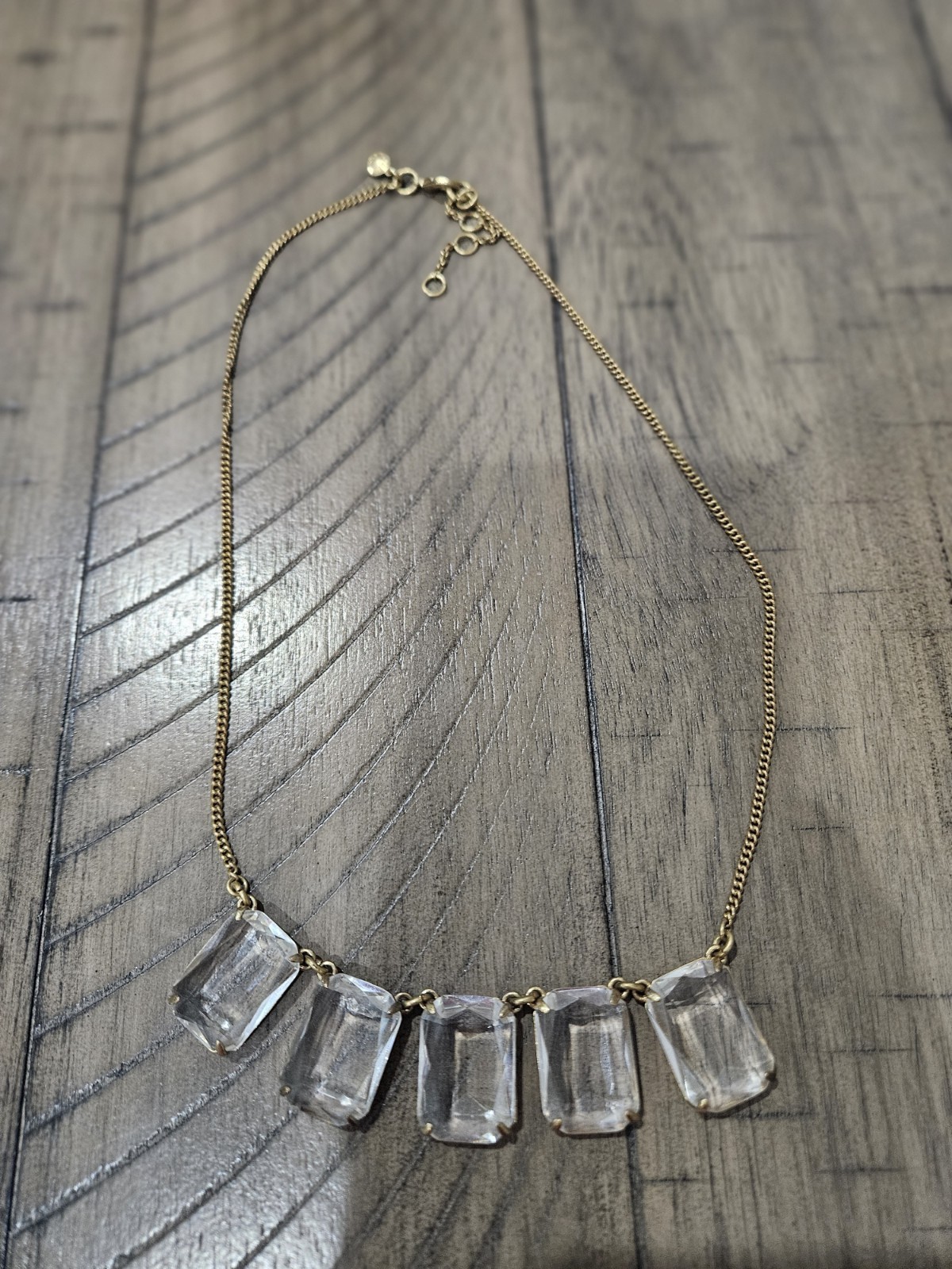 J Crew Necklace Chunky Clear Rectangular Glass Ch… - image 4