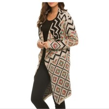 Elan long Aztec Oversized Cardigan Geometric Size:Small