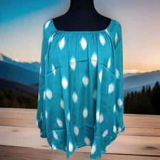 Monroe And Main Blouse New With Tags Size 1X Women's Green/White