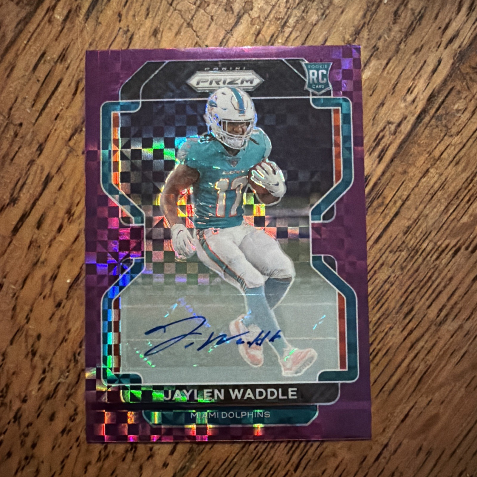2021 Panini Prizm Rookie Jaylen Waddle #338 Purple Power Prizm Autographs /49 AU