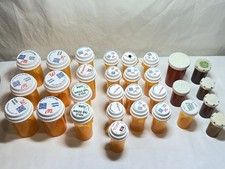 Lot of 30 Assorted Empty Amber Prescription Rx Pill Bottles 3 inch tall Crafts