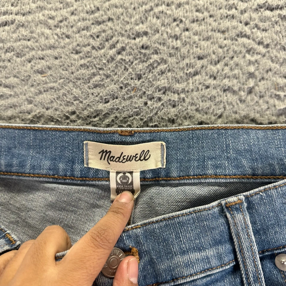 Pantalones de mezclilla Madewell Kick Out para mujer 32x28 azul algodón corte bota desteñido elástico Foto 4 de 4