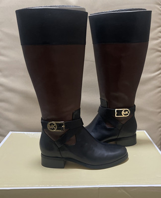 Michael Kors Bryce Tall Boot   Size 7M   Black/Mocha Leather