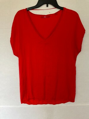 S.OLIVER BLOUSE VNECK WOMENS SIZE (40) US 10 ORANGE RED 