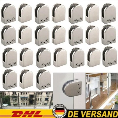 MARKENLOS 25x Glashalter Glasklemme Edelstahl Klemmhalter Geländer Glasplattenhalter 5-8mm