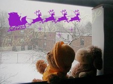 Santa Claus & Christmas Deer Window Wall Art Decoration Sticker Shopwindow