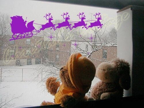 Santa Claus & Christmas Deer Window Wall Art Decoration Sticker Shopwindow - Picture 1 of 8