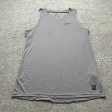 Nike Pro Tank Top Women Large Gray V-Neck Stretch AO1795 40" x 31"