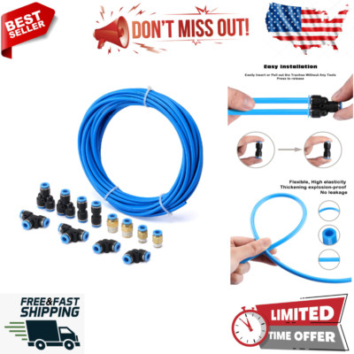 Kit Tube Air 6mm OD Avec Raccords Rapides 1/4″ – 14 Pièces, Tuyau Nylon AIRTOON