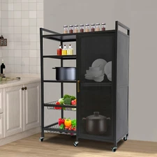 4 Tiers Mobile Storage Cabinet Daily Necessities Organizer Kitchen Organize Rack
