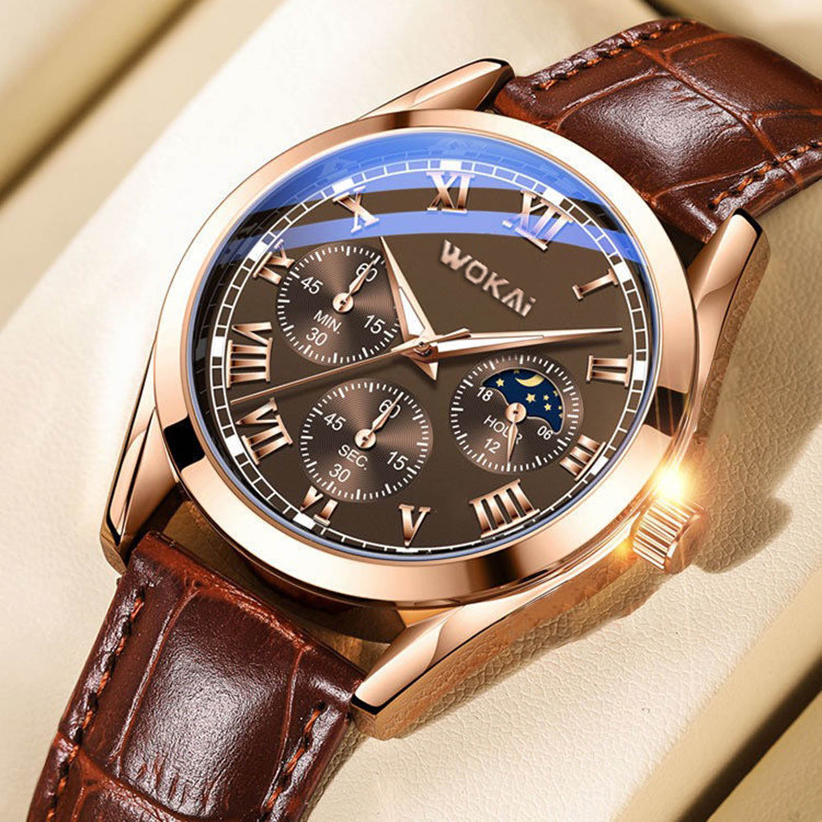 Mens Quartz Watch Luxury PU Leather Strap Wrist Watch Sport Business Watches AU