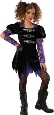 Punk Goth Chick Gothic Rock Star Vampire Fancy Dress Halloween Child Costume