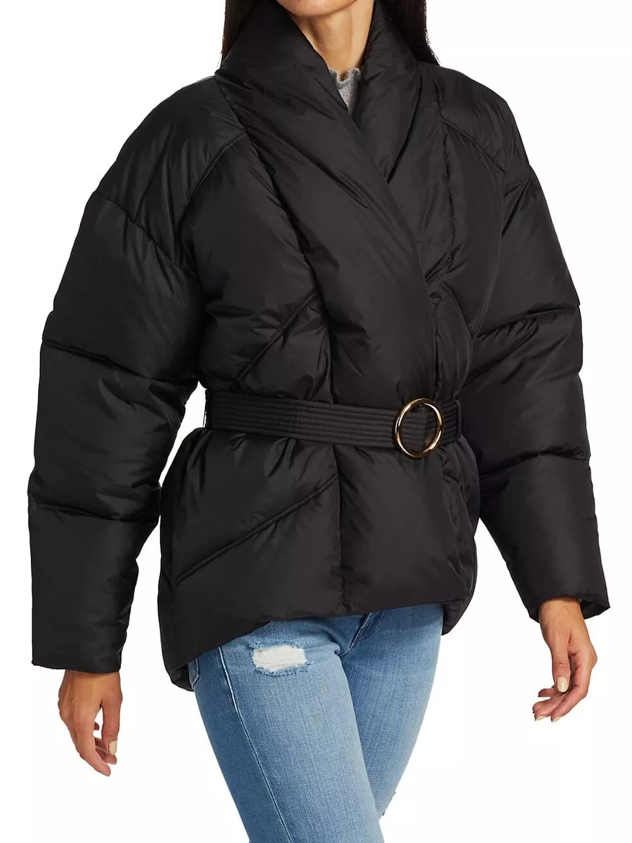 FRAME Wrap Puffer Jacket Shawl Collar Women's Belted Quilted