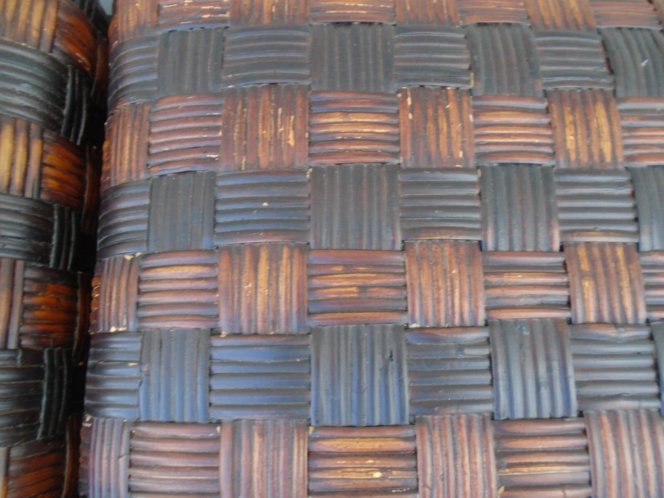 PAIR Pier 1 Vanity stools Bench for console table Rattan Bamboo Ottomans seats - Image 3 of 4