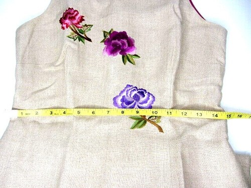 Donna Morgan Women's Dress SZ 8P Midi Linen Floral Embroidery Lined Cottage Core - Picture 7 of 11