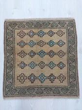 Vintage Oushak Cushion Carpet Rug Handmade Square Kitchen Decor Rug FreeShip Rug