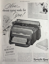 1949 Remington Rand Electric De Luxe Typewriter Works For You Vintage Print Ad thumbnail