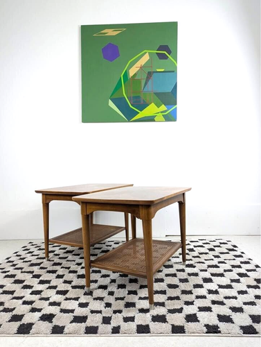 Pair of MCM Walnut End Tables Accent Tables by BP John - Picture 2 of 8