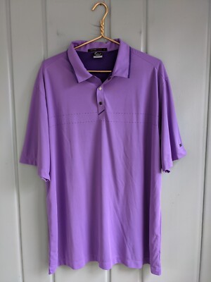 Nike Dri-Fit Mens XL Polo Shirt Tiger Woods TW Golf Purple Stretch Layered SS