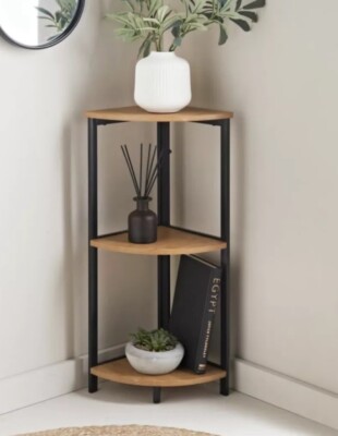 3-stufiges Eckregal, viel Stauraum, 24 x 24 x 65 cm (ca.)