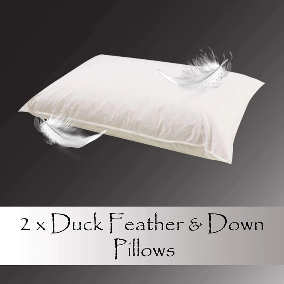 New Duck Feather & Down Pillow Extra Filled Hotel Quality Firm Support Pillows - Image 3 of 4