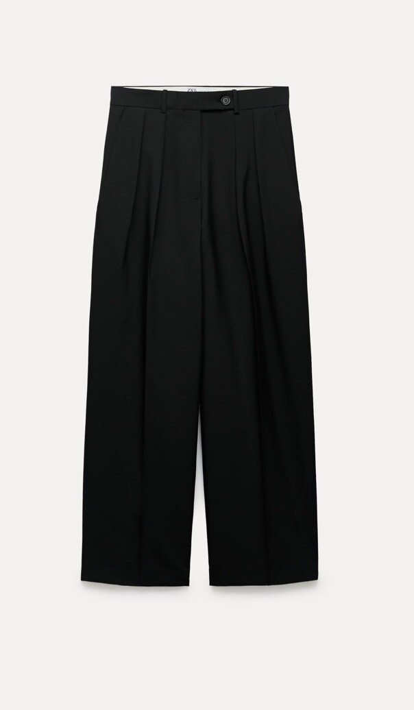 ZARA LADIES BLACK ZW COLLECTION STRAIGHT-FIT PLEATED
