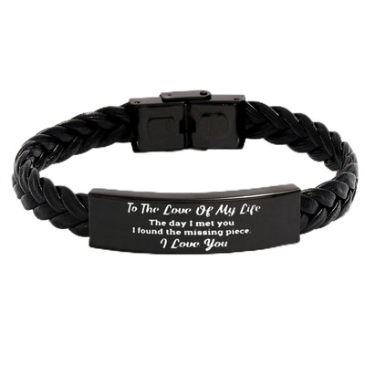 To The Love Of My Life Black Rope Bracelet,Custom Leather Adjust Bracelet