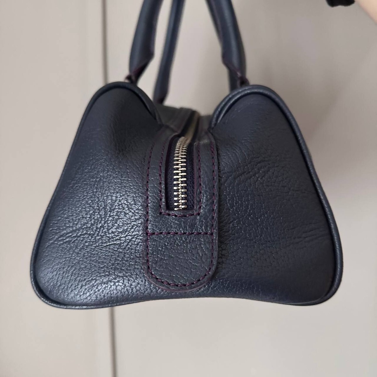 バッグ 00s BALENCIAGA leather boston bag y2k Rare Balenciaga BB Calfskin Leather Dark Navy Tote Boston