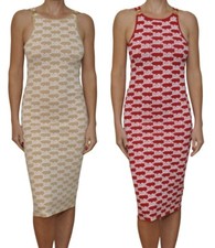 Michael Kors Signature Stretch Tank Dress Buff/Crimson Red XS/S/L/XL Nwt 225
