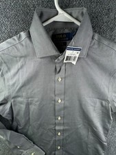 NWT Polo Ralph Lauren Button Shirt Gray Long Sleeve Slim Fit Easy Care 15 32/33