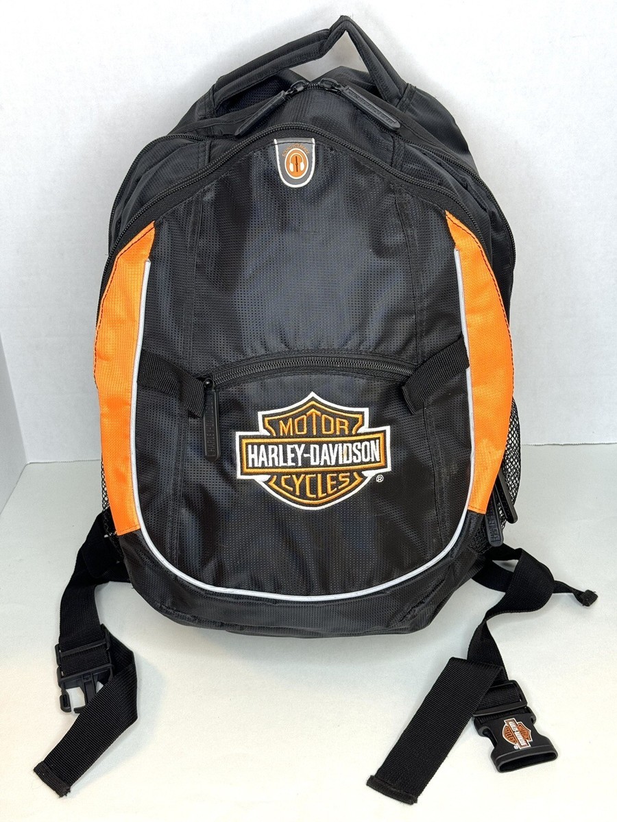 HARLEY-DAVIDSON バックパック 黒/オレンジ Harley Davidson - Black & Orange Multi Compartment - Back