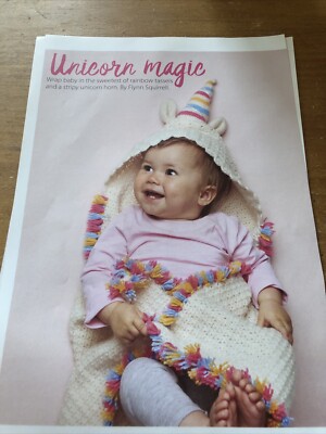 Einhorn Baby Halstuch Kapuzendecke Häkelanleitung, DK, Regenbogen Quasten