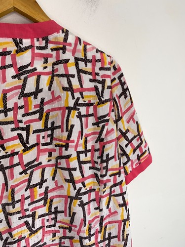 Vintage Evelyn Eve Blouse Womens Plus Sz 16 Pink White Buttons Shoulder Pad Top - Picture 8 of 14