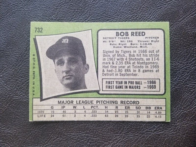 BOB REED 1971 TOPPS BASEBALL CARD #732 DETROIT TIGERS SHORT PRINT | eBay