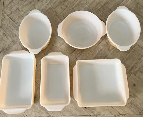 Vintage Fire King LOT PEACH LUSTER Casserole Dish 6 Baking Dishes EUC