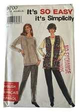 9700 SIMPLICITY Shirt Pants Vest Knit Sz XS S M L XL 6 8 10 12 14 15 18 20 22 24