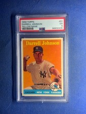 1958 Topps #61 Darrell Johnson Yellow Name Yankees RARE VARIATION PSA 5 - EX