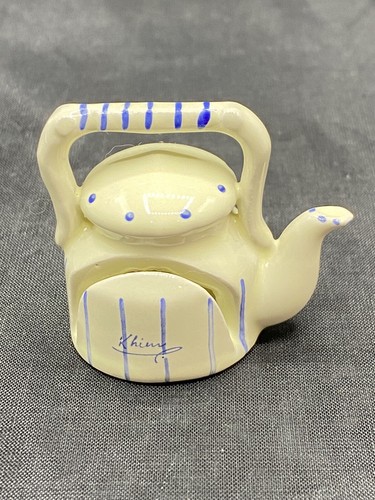 KHIEN MINIATURE FLORAL TEAPOT Kettle CERAMIC BLUE Stripe Polka Dot Pink Tulip - Picture 4 of 9